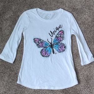 Justice butterfly flip sequin shirt, size 7